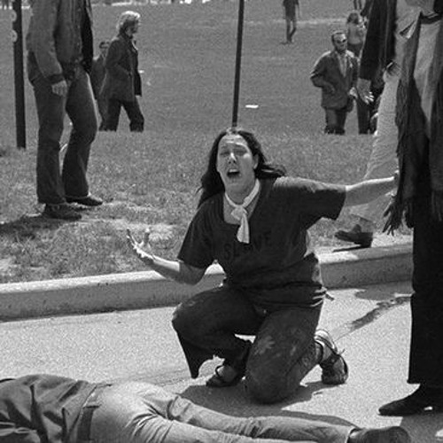 Woman screaming at the Kent State massacre in May 1970